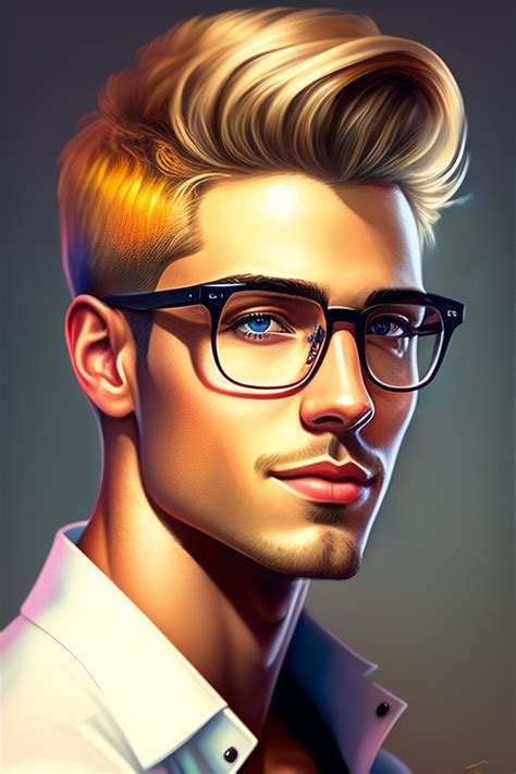 Lexica Portrait Of A Blonde Male Short Hair Samuray With Glasses Art Station Cartoon