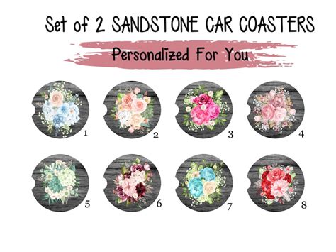 Floral Car Coasters Cup Holder Coaster Mothers Day Etsy