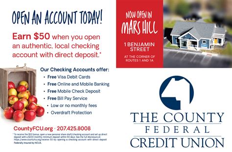 Exclusively for fixed deposit customers. Earn $50 by Opening a Checking Account with Direct Deposit | County FCU