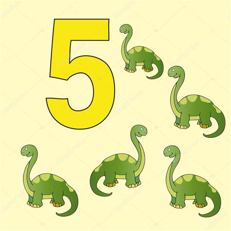 The Number 5 Five Dinosaurs Brachiosaurus — Stock Vector © Ozii45