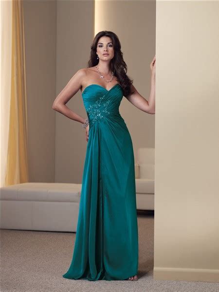 Sheath Strapless Peacock Green Chiffon Ruched Mother Of The Bride