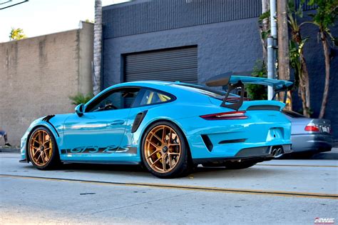 Porsche 911 Gt3 Rs 991 Miami Blue Forgeline Vx1r Wheel Front