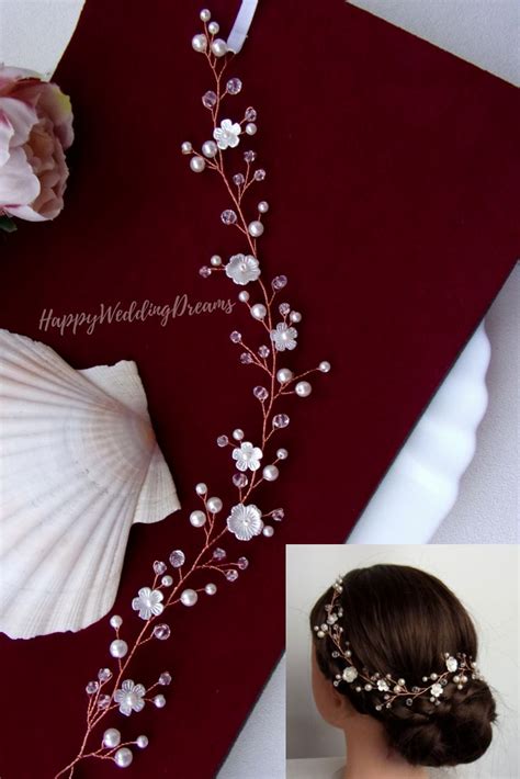 Bridal Hair Vine Pearl Wedding Hair Vine Floral Bridal Hair Piece