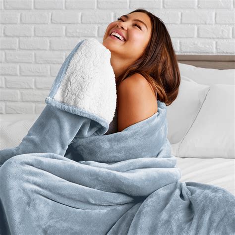 Bare Home Sherpa Blanket Fluffy And Soft Plush Bed Blanket Fullqueen Dusty Blue Walmart