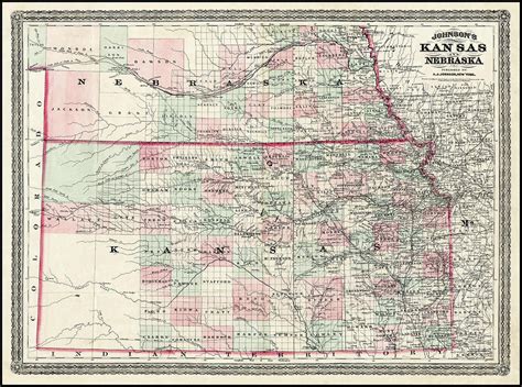 Historical Map Kansas And Nebraska 1870 Photograph By Carol Japp Fine