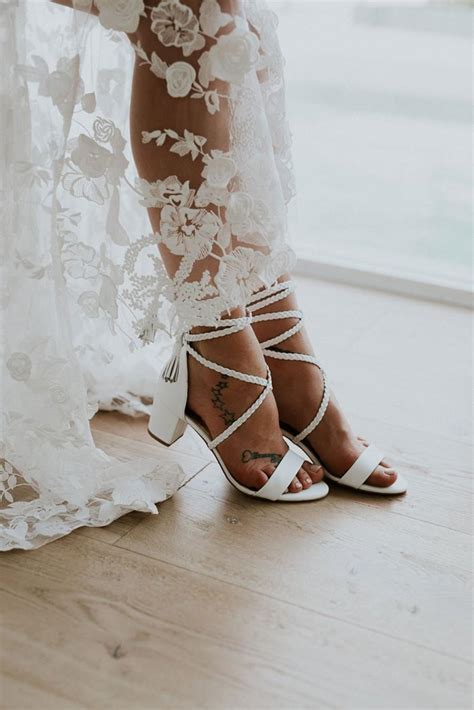 Ladies Low Heel Wedding Shoes Plaited Leather Plaited Ties Bohemian