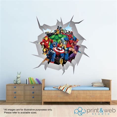 Marvel Superheroes Wall Smash Wall Decal Sticker Bedroom Vinyl Art
