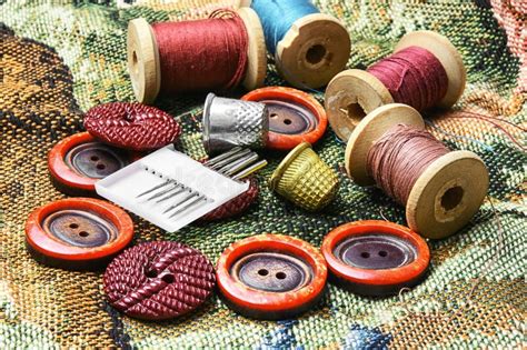 Sewing Kit Of Threadbuttons And Needles Stock Photo Image Of Tailor