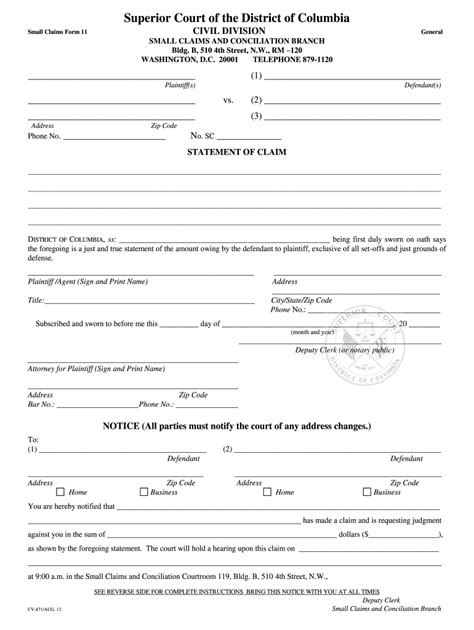 Dc Small Claims Court Fill Out And Sign Online Dochub