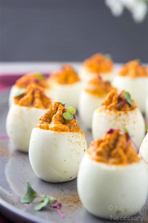 Deviled eggs are the perfect party. Red Goddess Deviled Eggs - No Spoon Necessary