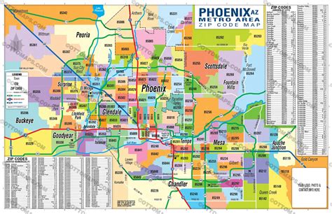 Phoenix Metro Area Zip Code Map Zip Codes Colorized Otto Maps