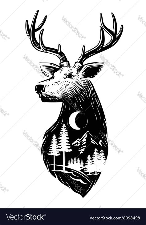 Black Deer Head Royalty Free Vector Image Vectorstock