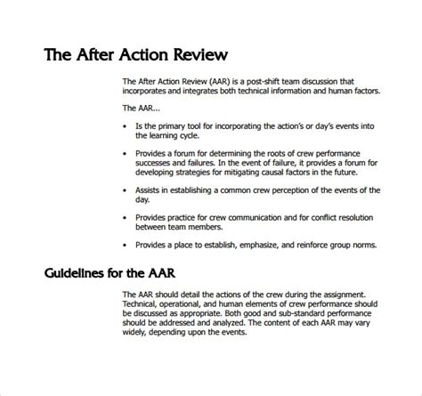 Sample After Action Review Template 7 Documents In Pdf Word