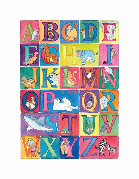 Items Similar To Watercolor Alphabet Painting For Children A Is For