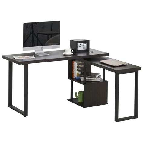 Homcom Rotating Corner L Shaped Computer Desk With Storage