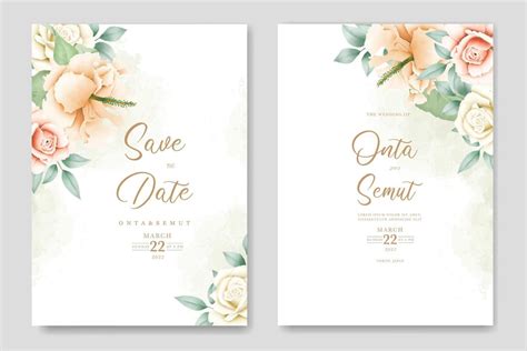 Watercolor Hibiscus Wedding Invitation Card Template 21625163 Vector
