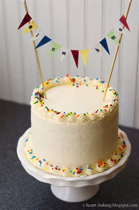See more ideas about birthday decorations, party, birthday. Funfetti Welcome Home Cake With Handmade Bunting ...