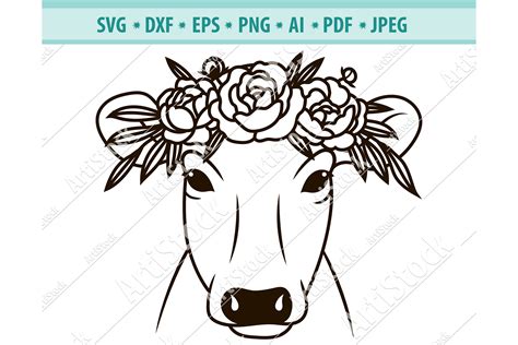 Cow Svg File Cow With Flower Crown Svg Cow Cut Lupon Gov Ph