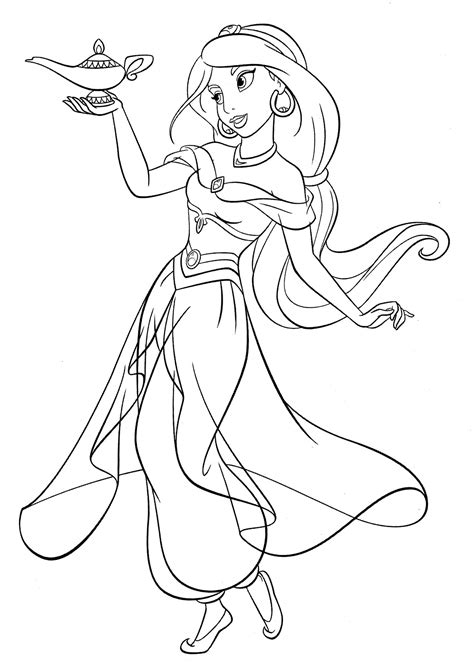 Look at this coloring page, isn't it neat? Princess Jasmine Coloring Page - youngandtae.com in 2020 ...