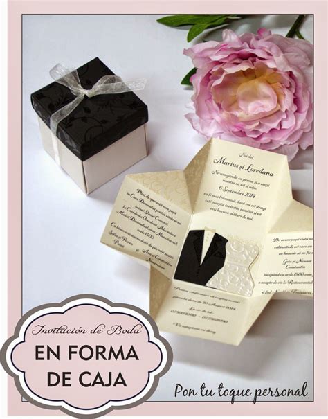 Original y sorprendente invitación de boda en forma de caja desplegable con lo Invitaciones