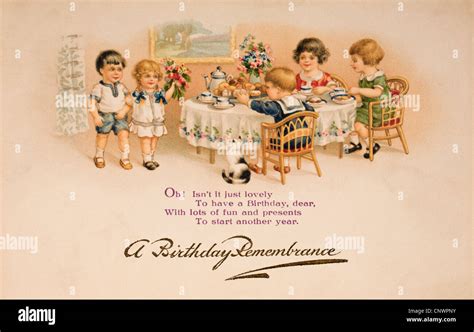 1920s Birthday Card In The Form Of A Postcard Hand Painted Image Of