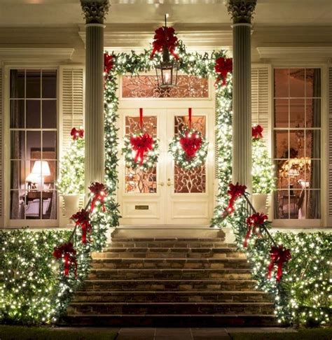 35 Stunning Christmas Lights Decor Ideas On House Exterior Front Door