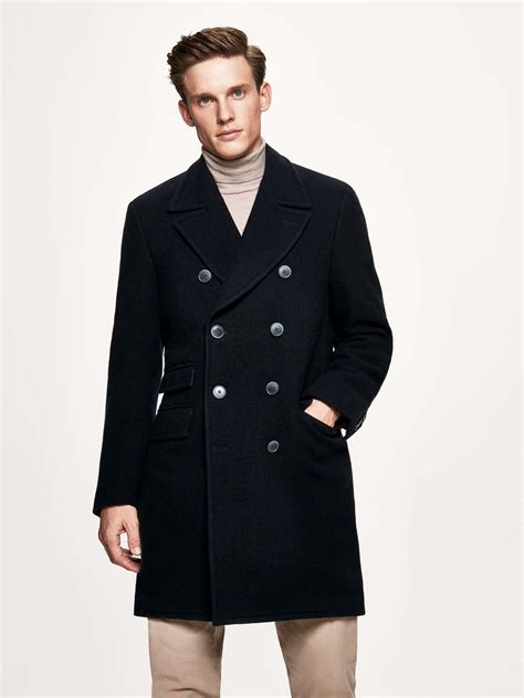 Men Black Double Breasted Wool Coat Men Jacket Mauvetree