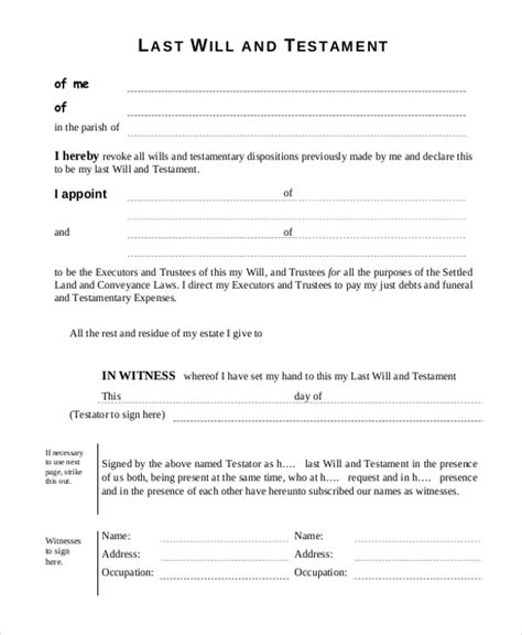 Last will and testament of name i, name , residing at address , do hereby make, publish and declare this to be my. FREE 10+ Sample Will Forms in PDF | MS Word