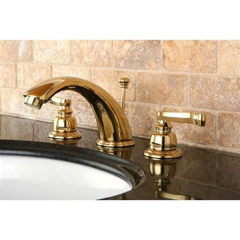 They're just dripping with style. French Handle Polished Brass Widespread Bathroom Faucet ...