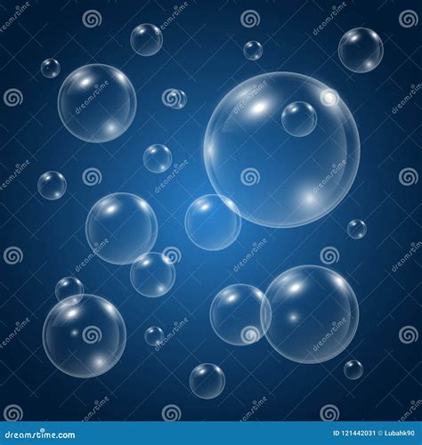 Bubbles In Water On Blue Background Vector Water Bubbles Underwater