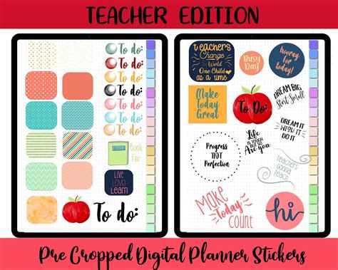 Digital Teacher Sticker Book Digital Budget Stickers Planner Etsy Uk