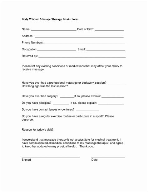 Counseling Intake Form Template