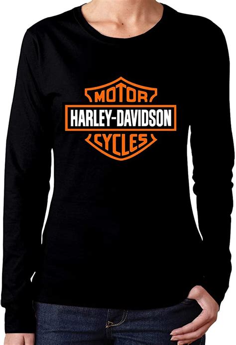 Harley Davidson Logo Classic Women S Long Sleeve T Shirt Black Amazon