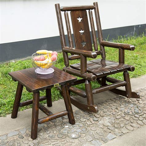 Wood Outdoor Rocking Chair Rustic Petagadget