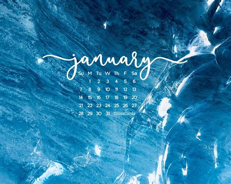 January 2018 - Blue Desktop Calendar- Free January Wallpaper