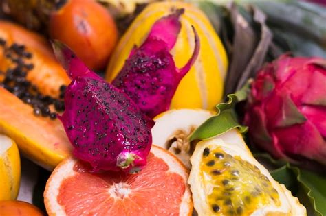 Free Photo Close Up Selection Of Delicious Exotic Fruits