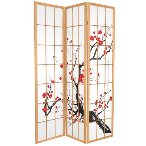 Japanese Cherry Blossom Natural Finish Japanese Shoji Screens