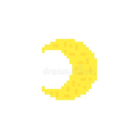 Moon Pixel Art Isolated 8 Bit Pixelated Vector Illustration Stock