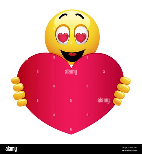 Niedlich Smiley Emoji Sein In Der Liebe Smiley Mit Großen Roten Herzen