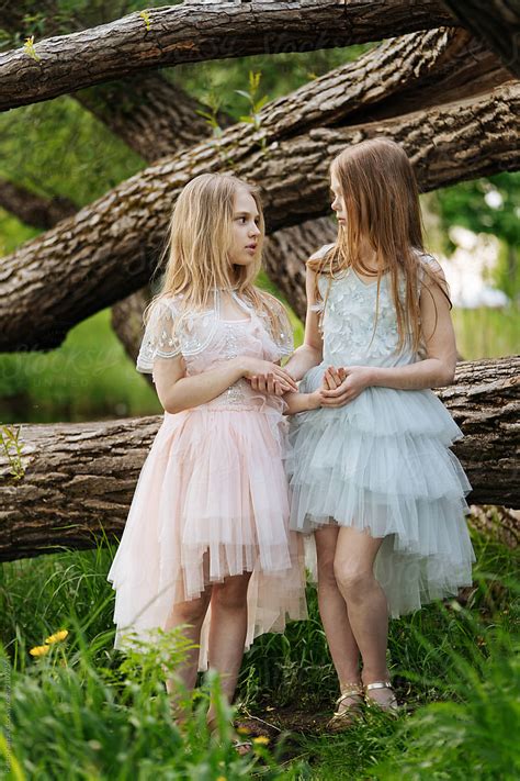 Charming Girls In Dresses In Woods By Stocksy Contributor Pietro Karras Stocksy