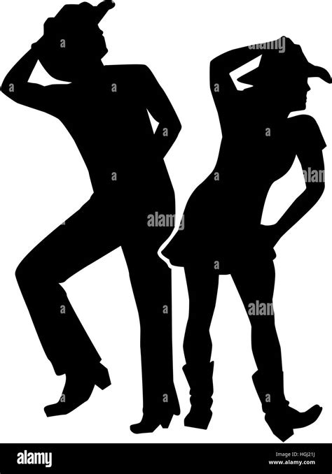 Line Dancing Silhouette Man And Woman Stock Photo Alamy