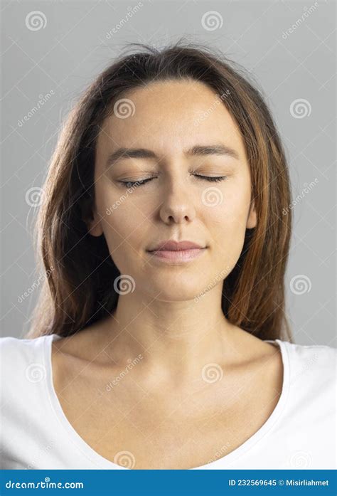 Young Woman With Calm Facial Expression Stock Image Image Of