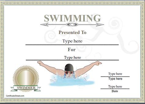 Free Swimming Certificate Templates Free Swimming Inside Free
