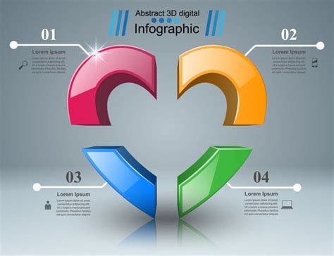 Vectores Abstractos 3d Corazón Digital Infografía Eps Uidownload