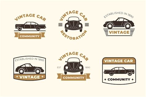 Vintage Style Car Logo Collection Free Vector