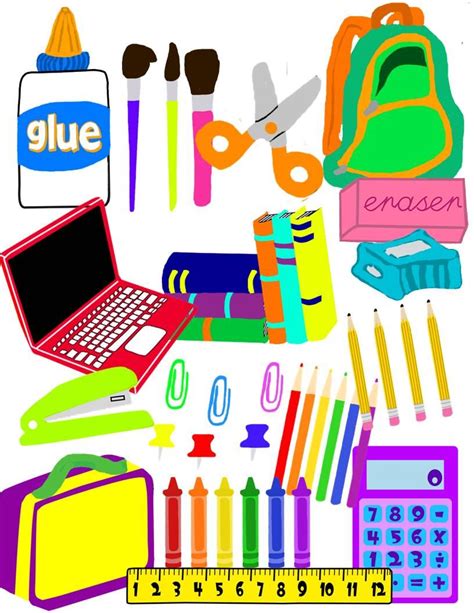 Maybe you would like to learn more about one of these? Fun school supplies clip art for colorful classroom ...