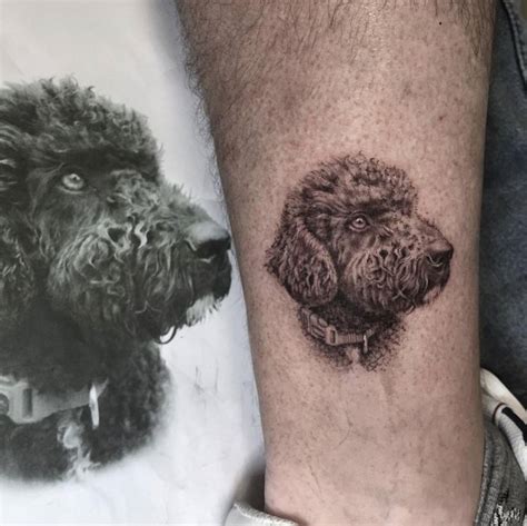 Micro Realistic Poodle Portrait Tattoo On The Ankle
