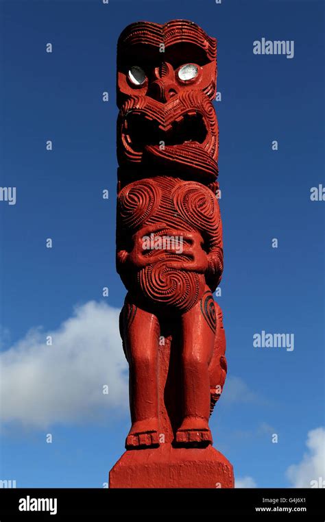 Travel Stock New Zealand Maori Sculpture Rotorua New Zealand Stock