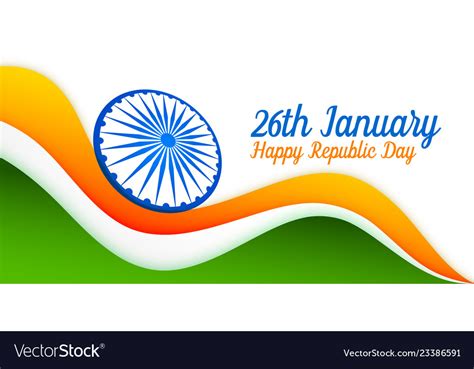 26th January Indian Flag Design For Republic Day Vector Image