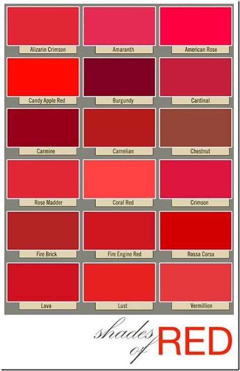 Shades Of Red Red Color Red Colour Palette Shades Of Red Color